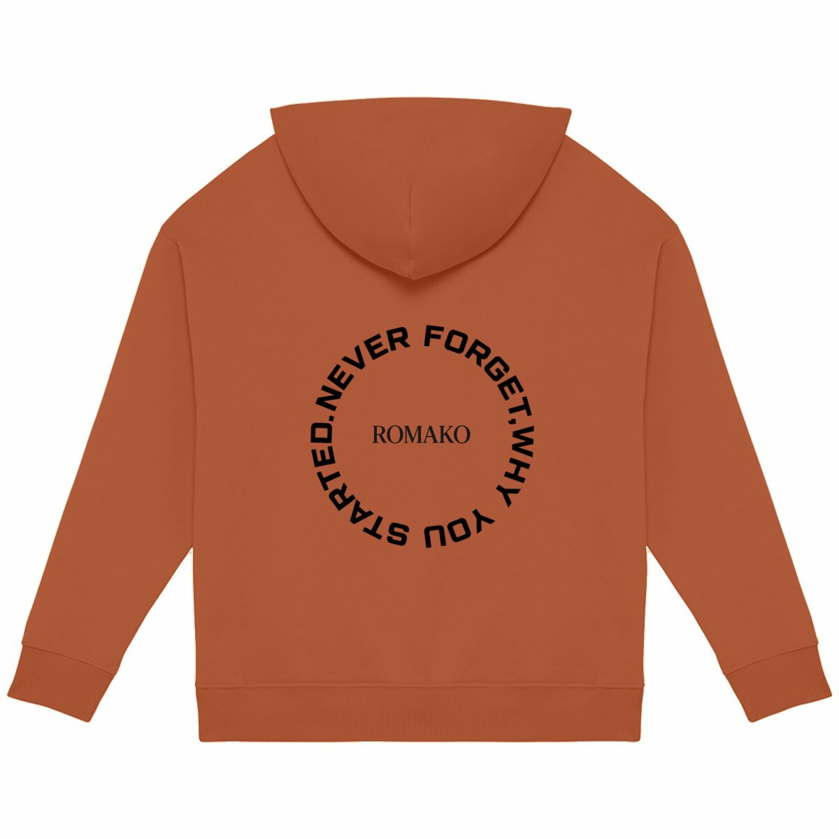 Sudadera con capucha oversize unisex 'Never Forget' - espalda_naranja